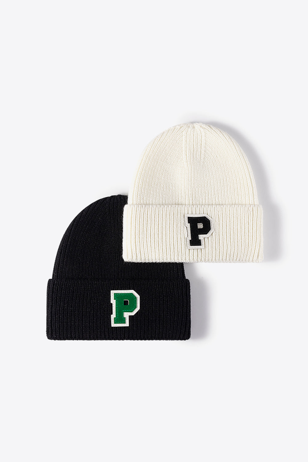 Letter Patch Cuffed Knit Beanie