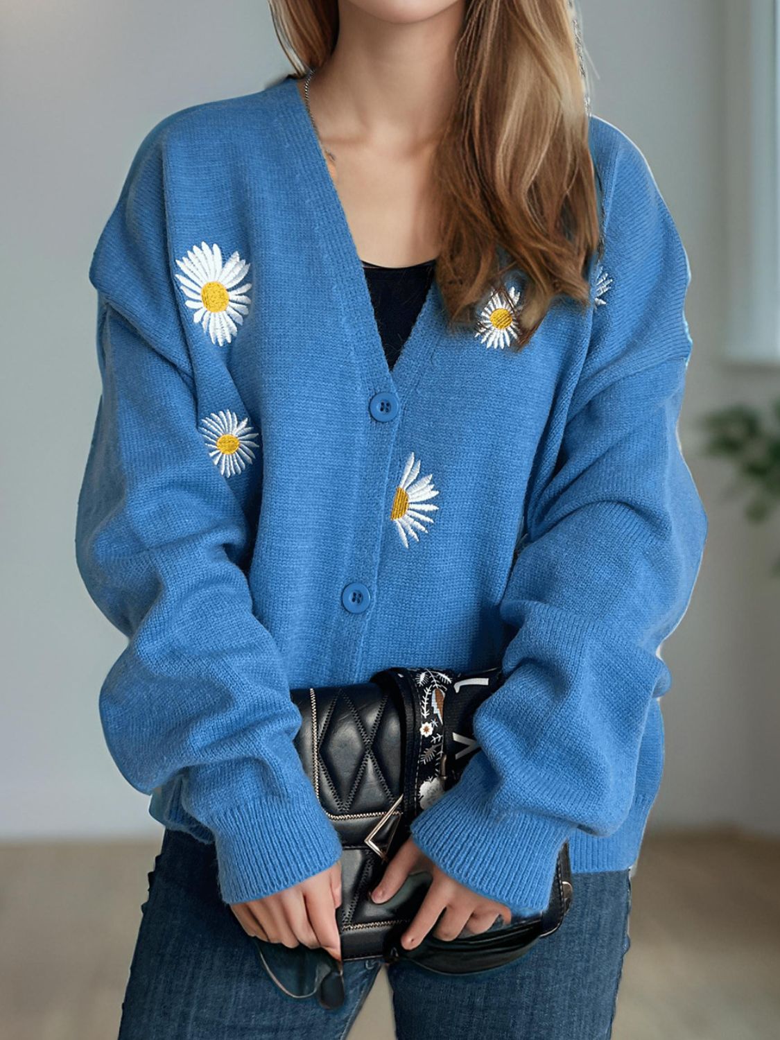 Daisy Button Up V-Neck Cardigan