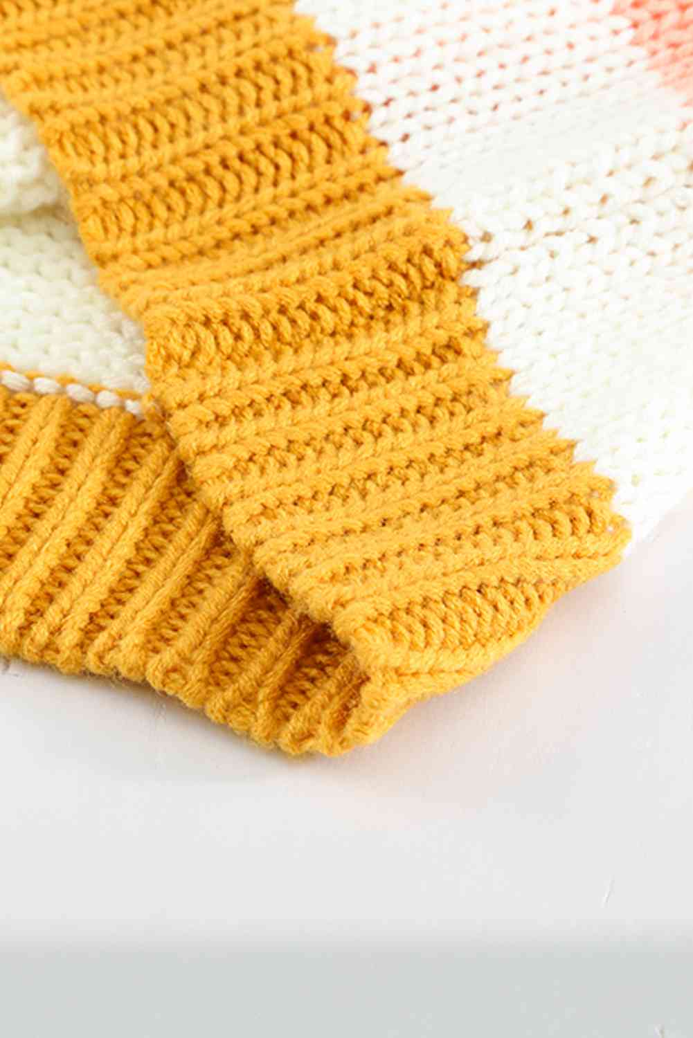 Woven Right Striped Dropped Shoulder Knitted Pullover Sweater