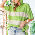 First Love Color Block Short Sleeve Hooded Top