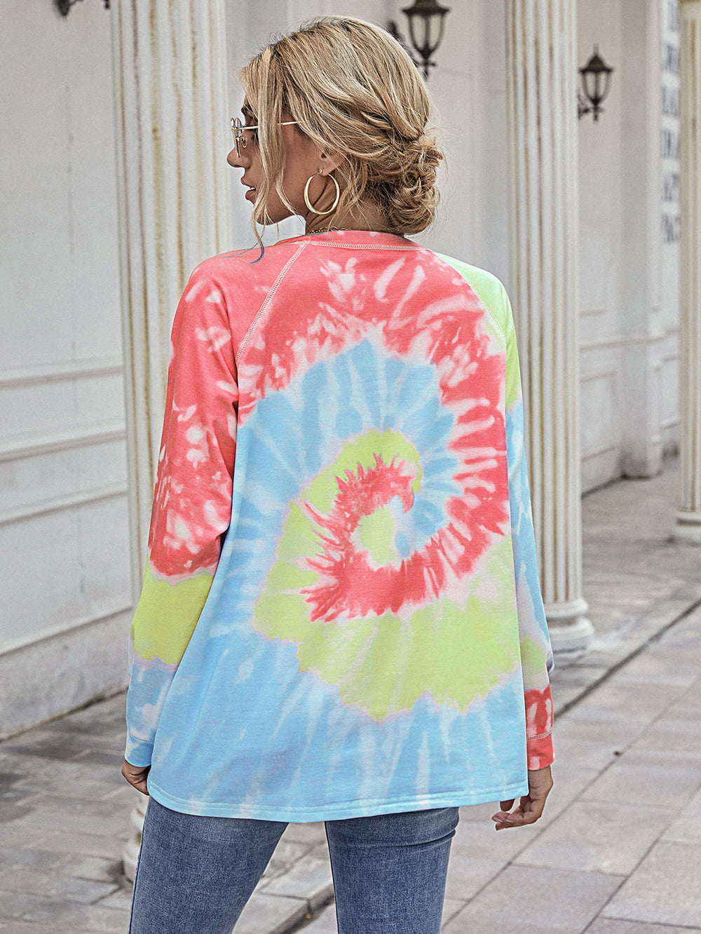 Ivy Lane Printed Round Neck Raglan Sleeve Tee
