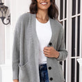 Button Up Long Sleeve Cardigan with Pockets