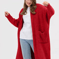 Pocketed Open Front Long Sleeve Longline Cardigan
