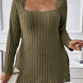 Plus Size Square Neck Long Sleeve Top