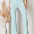 RISEN Full Size High Waist Ultra Soft Knit Flare Pants