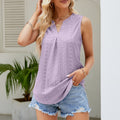 Notched Neck Curved Hem Eyelet Tank