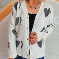 Heart Button Up Long Sleeve Cardigan