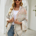 Multicolored Fringe Trim Poncho