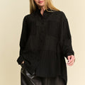 Davi & Dani Crinkled Jacquard Button Down Shirt