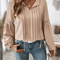 Perfee Frill Tie Neck Long Sleeve Blouse