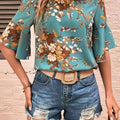 Printed Round Neck Half Sleeve Blouse