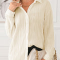 Textured Collared Neck Long Sleeve Shirt