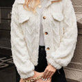 Button Up Long Sleeve Fuzzy Outerwear