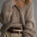 Fuzzy Button Down Long Sleeve Cardigan