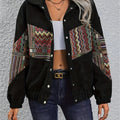 Embroidered Collared Neck Snap Down Jacket