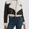 Collared Neck Long Sleeve Plush Cropped Jacket