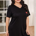 Plus Size Lace Trim V-Neck Short Sleeve Night Dress