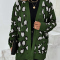 Leopard Open Front Dropped Shoulder Cardigan