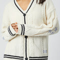 Star Embroidered V-Neck Long Sleeve Cardigan
