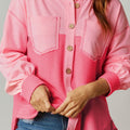 Two Tone Button Up Drop Shoulder Shacket