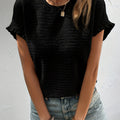 Frill Round Neck Cap Sleeve Blouse