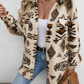 Geometric Button Up Dropped Shoulder Jacket