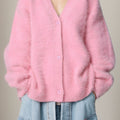 Button Up Dropped Shoulder Cardigan