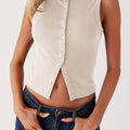 Lovelet Button Up Round Neck Tank