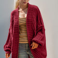 Double Take Full Size Open Front Long Sleeve Cardigan