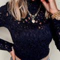Crochet Turtleneck Long Sleeve Top