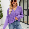 Eyelet Button Front Long Sleeve Cardigan