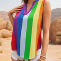 Perfee Color Block Notched Sleeveless Top