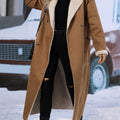 Plus Size Drop Shoulder Sherpa Longline Coat
