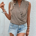 Perfee Printed Surplice Sleeveless Top