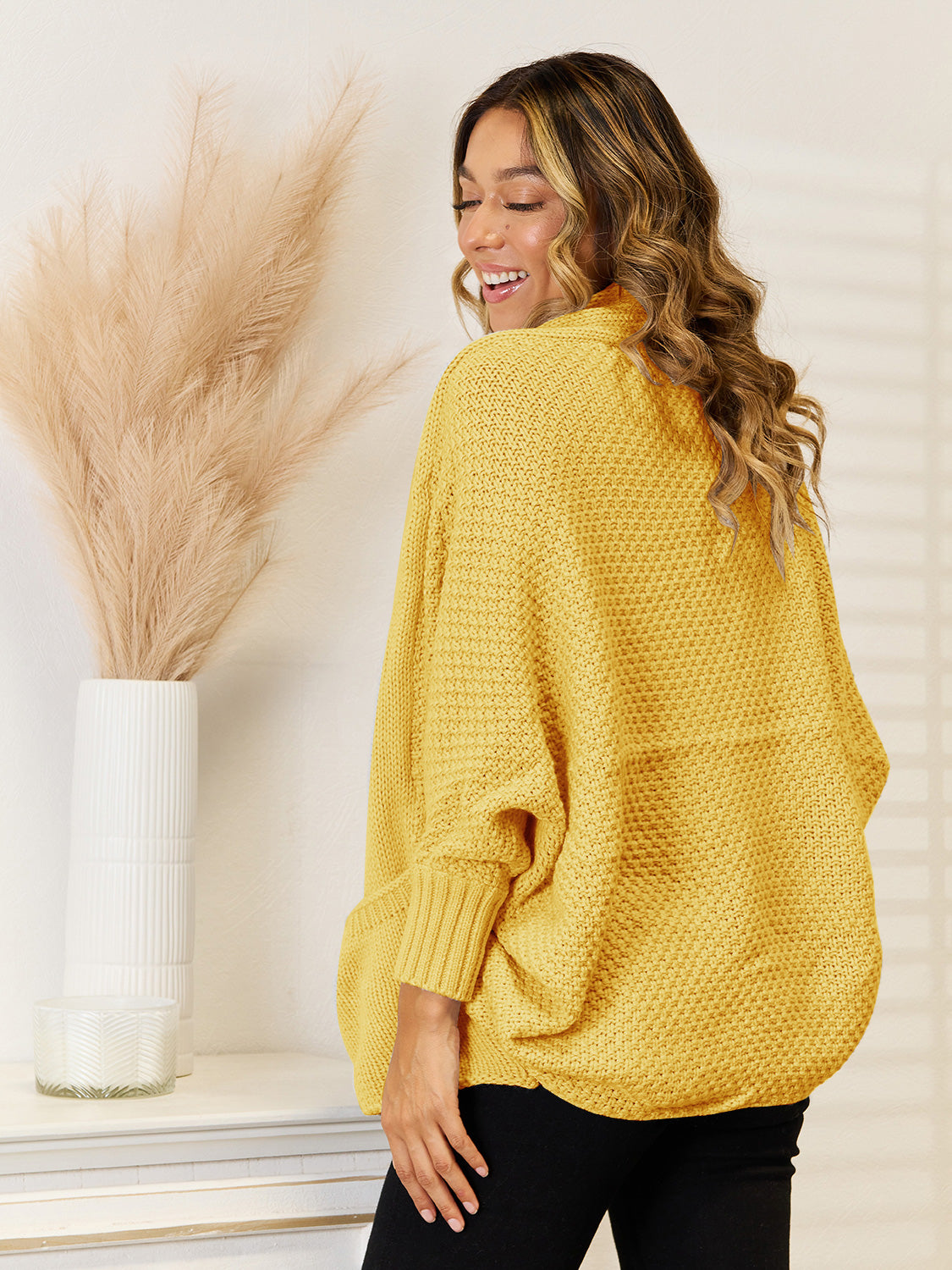Angel Wings Open Front  Cardigan with Pockets