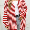 Angel Wings Striped Button Up Long Sleeve Cardigan