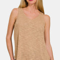 Zenana V-Neck Curved Hem Tank