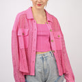 VERY J Button Up Long Sleeve Lace Shirt