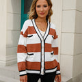 Angel Wings Color Block V-Neck Long Sleeve Cardigan