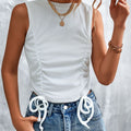 Drawstring Detail Round Neck Tank