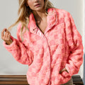 Double Take Checkered Long Sleeve Fuzzy Jacket