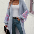 Fringe Sleeve Dropped Shoulder Cardigan