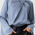 Cutout Turtleneck Long Sleeve Blouse