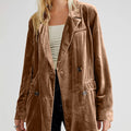 Lapel Collar Long Sleeve Blazer with Pockets
