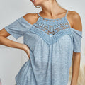 BiBi Front Crochet Lace Adjustable Strap Top
