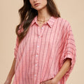 Annie Wear Striped Button Up Half Sleeve Shirt