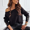 Asymmetrical Neck Buttoned Top