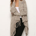 Angel Wings One-Button Tassel Tie Asymmetrical Hem Cardigan