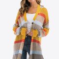 Color Block Openwork Long Sleeve Cardigan