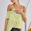 BiBi Front Crochet Lace Adjustable Strap Top